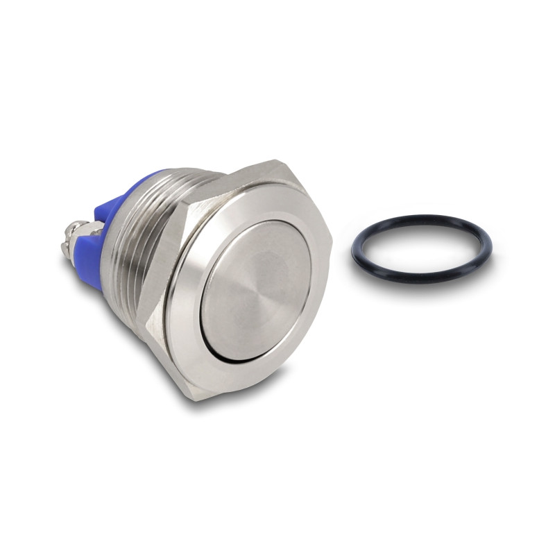 Delock Drucktaster zum Einbau 19 mm 2 x Schraubklemme Taster flach