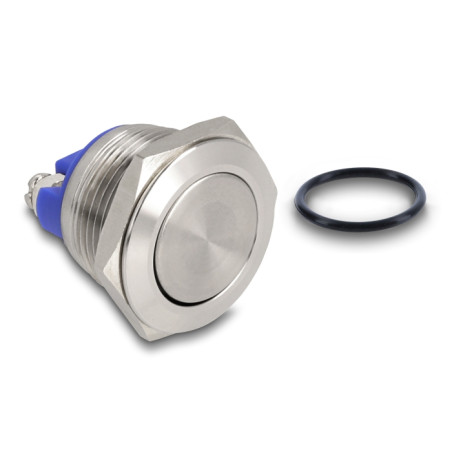 Delock Drucktaster zum Einbau 19 mm 2 x Schraubklemme Taster flach