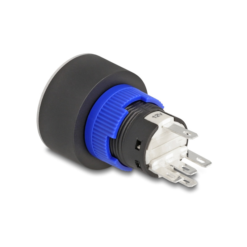 Delock Drucktaster zum Einbau 22 mm 5 x Lötanschluss Taster flach Kunststoff LED weiß