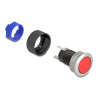 Delock Drucktaster zum Einbau 22 mm 5 x Lötanschluss Taster flach Plastik LED rot
