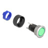 Delock Drucktaster zum Einbau 22 mm 5 x Lötanschluss Taster flach Kunststoff LED grün