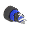 Delock Drucktaster zum Einbau 22 mm 5 x Lötanschluss Taster flach Kunststoff LED blau