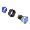 Delock Drucktaster zum Einbau 22 mm 5 x Lötanschluss Taster flach Kunststoff LED blau