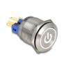 Delock Druckschalter zum Einbau 22 mm 6 x Lötanschluss LED weiß Powersymbol + Ring