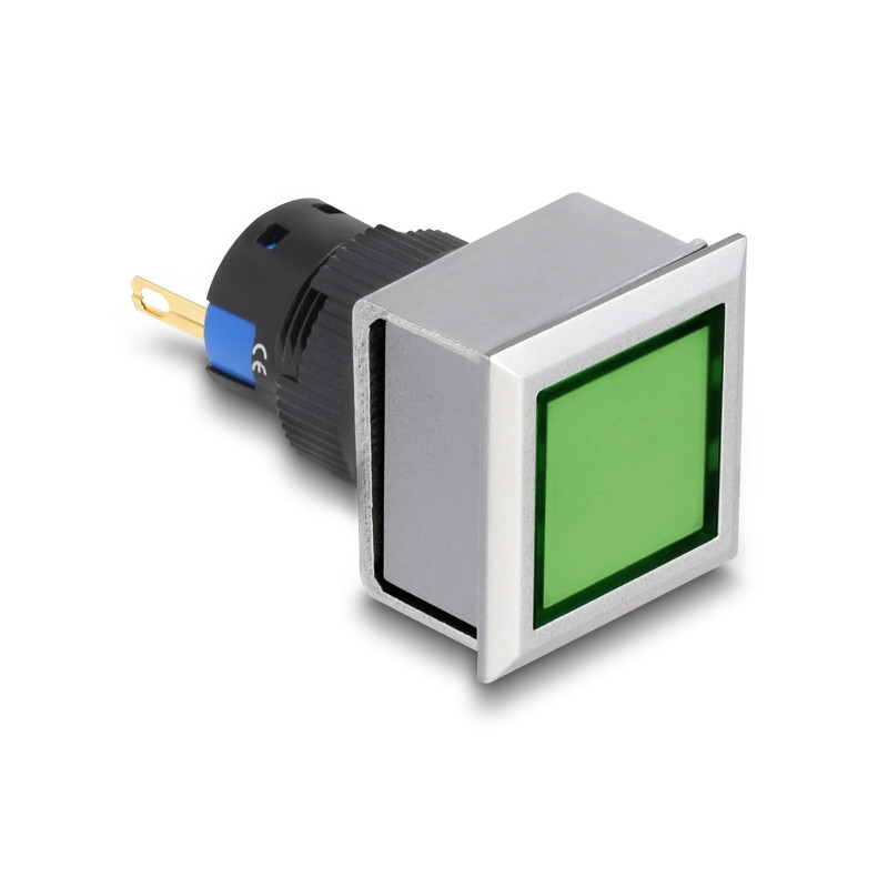 Delock 16 mm Kunststoff Signallampe grün / Lötversion / viereckig