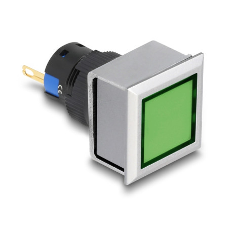 Delock 16 mm Kunststoff Signallampe grün / Lötversion / viereckig