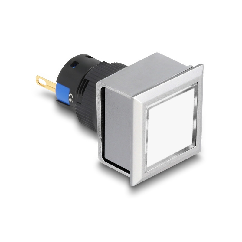 Delock 16 mm Kunststoff Signallampe weiß / Lötversion / viereckig