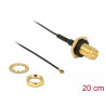 Delock Antennenkabel RP-SMA Buchse zum Einbau zu I-PEX Inc., MHF® 4 Stecker 0.81 20 cm Gewindelänge 9 mm spritzwassergeschützt