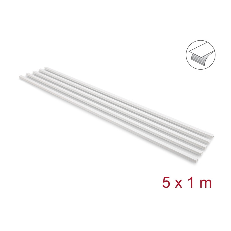 Delock Kabelkanal selbstklebend mit Schiebedeckel 15 x 10 mm - Länge 1 m 5er Pack weiß
