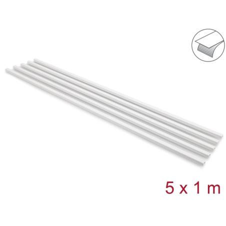 Delock Kabelkanal selbstklebend mit Schiebedeckel 15 x 10 mm - Länge 1 m 5er Pack weiß