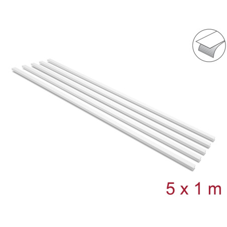 Delock Kabelkanal selbstklebend mit Schiebedeckel 20 x 10 mm - Länge 1 m 5er Pack weiß