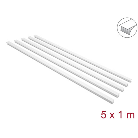 Delock Kabelkanal selbstklebend mit Schiebedeckel 25 x 10 mm - Länge 1 m 5er Pack weiß