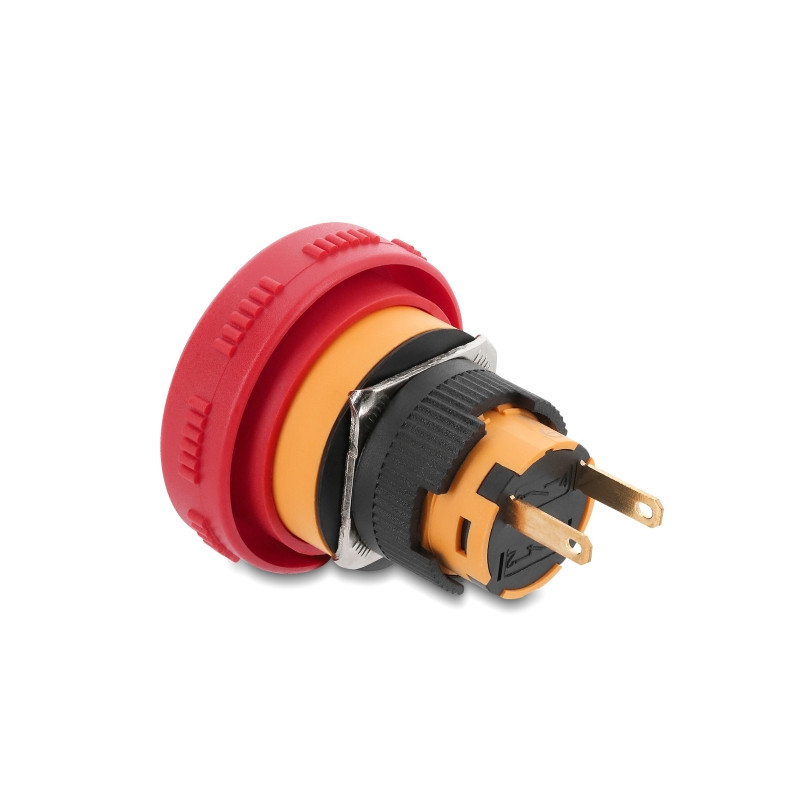 Delock Pilzkopf Taster zum Einbau 16 mm 2 x Lötanschluss Kunststoff 32 mm Ø