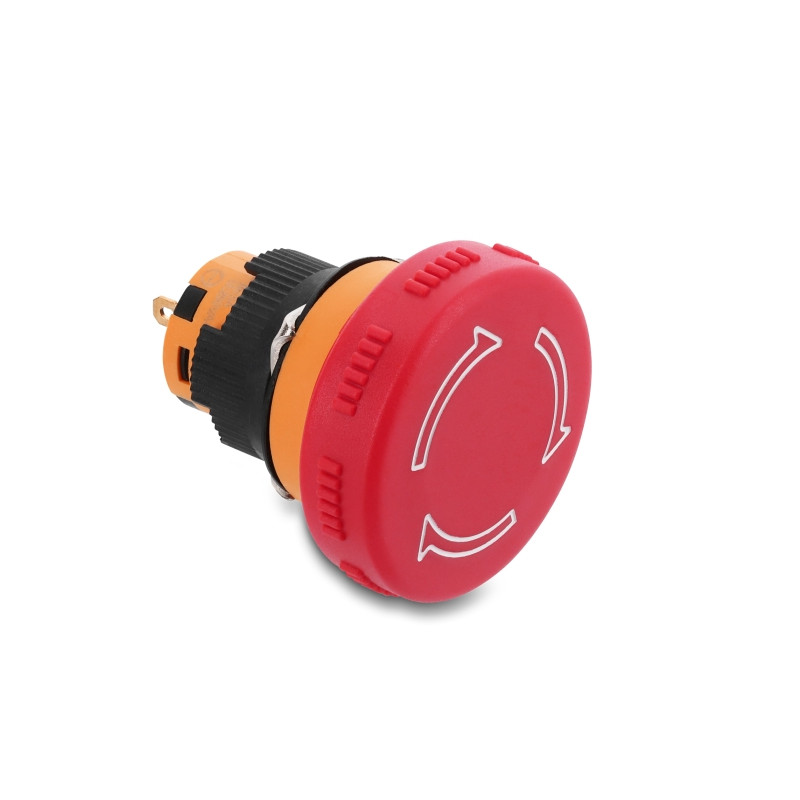 Delock Pilzkopf Taster zum Einbau 16 mm 2 x Lötanschluss (kurz) Kunststoff 32 mm Ø