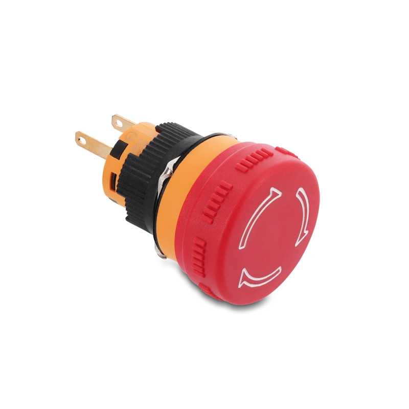 Delock Pilzkopf Taster zum Einbau 16 mm 2 x Lötanschluss Kunststoff 26 mm Ø