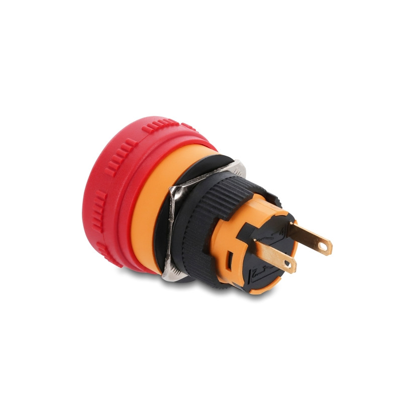 Delock Pilzkopf Taster zum Einbau 16 mm 2 x Lötanschluss Kunststoff 26 mm Ø