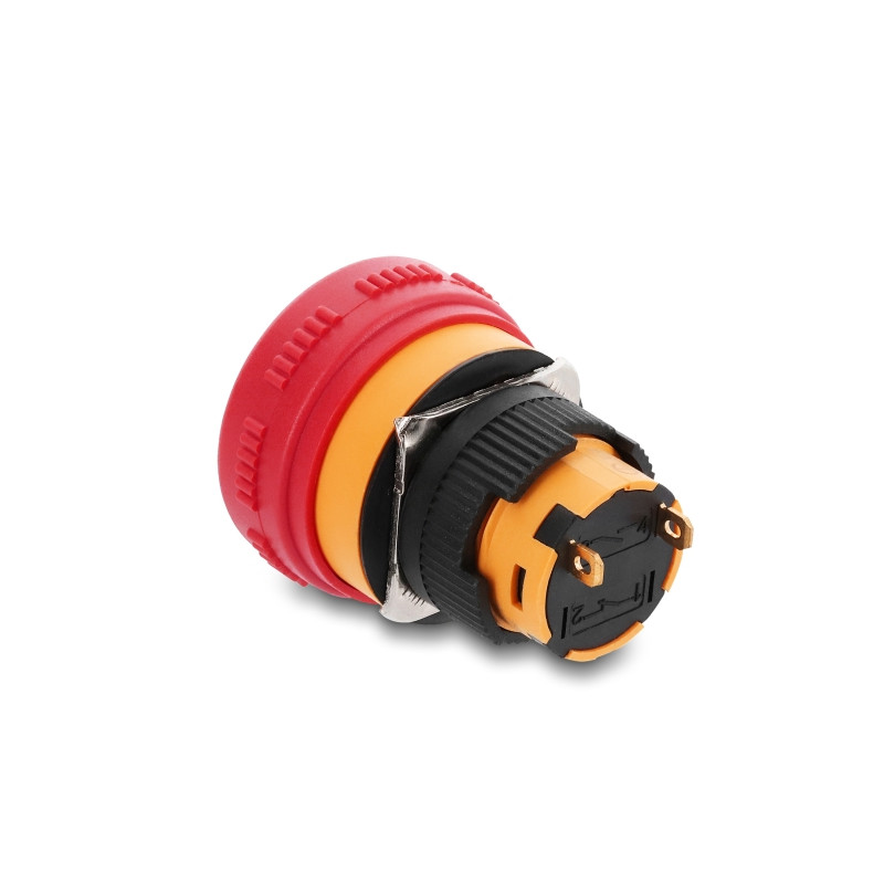 Delock Pilzkopf Taster zum Einbau 16 mm 2 x Lötanschluss (kurz) Kunststoff 26 mm Ø