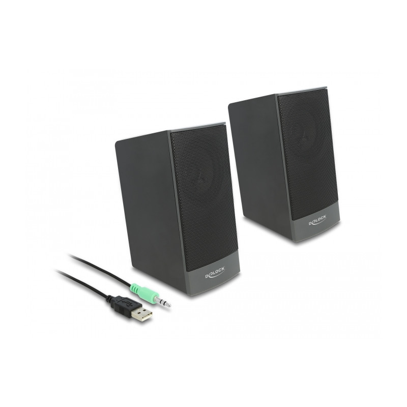 Delock Stereo 2.0 PC Lautsprecher mit 3,5 mm Klinkenstecker und USB Stromversorgung