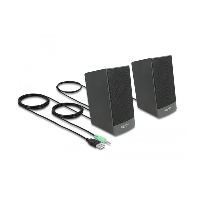 Delock Stereo 2.0 PC Lautsprecher mit 3,5 mm Klinkenstecker und USB Stromversorgung