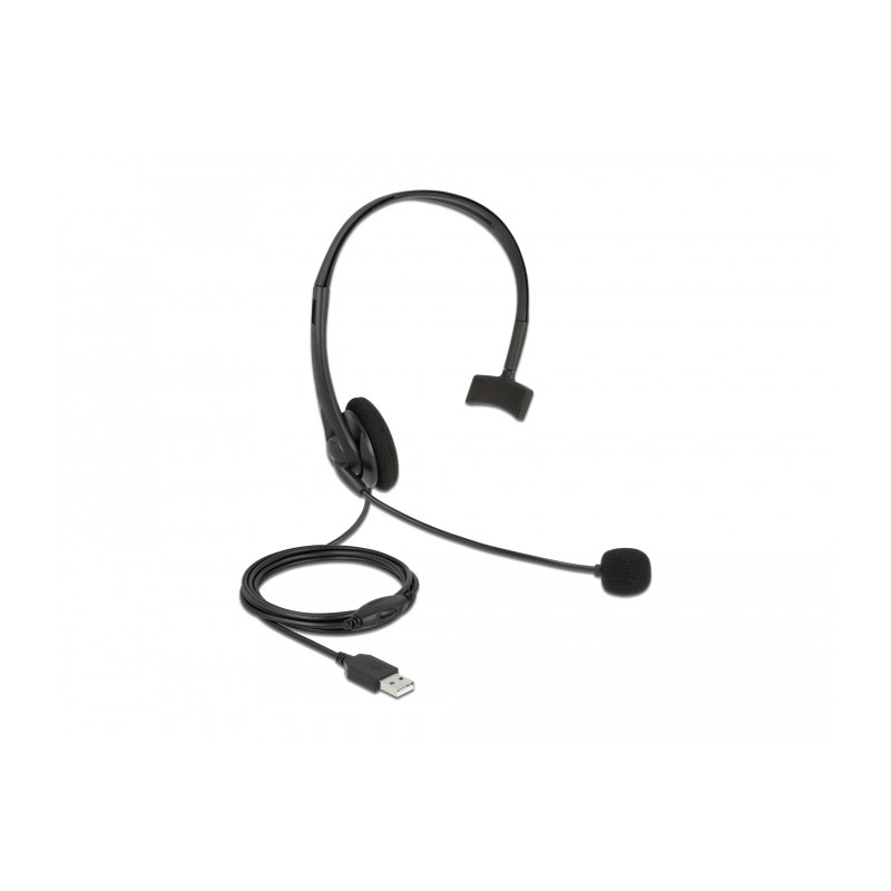 Delock USB Mono Headset mit Lautstärkeregler für PC und Notebook - Ultra-Leicht