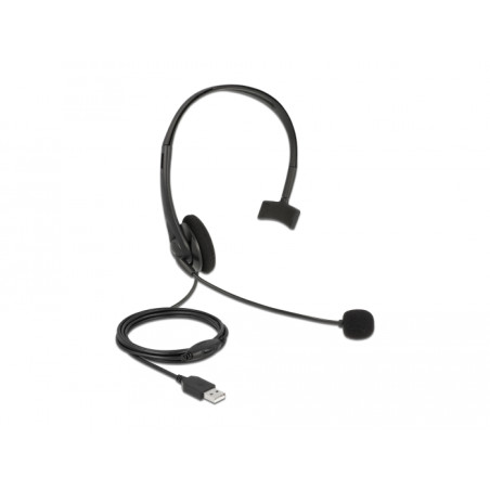 Delock USB Mono Headset mit Lautstärkeregler für PC und Notebook - Ultra-Leicht
