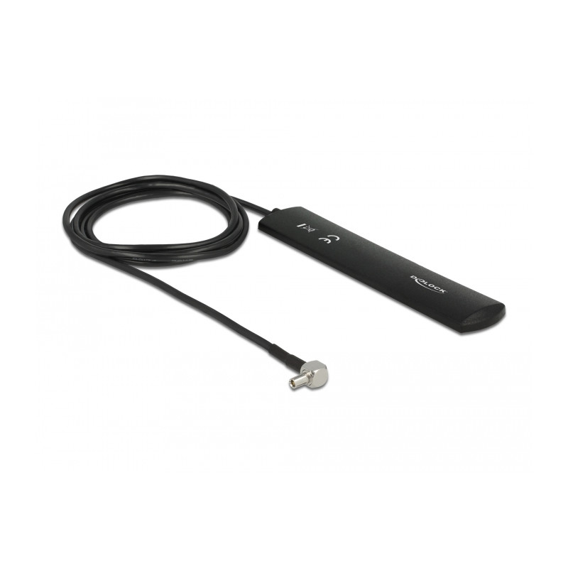 Delock LTE Antenne TS-9 Stecker 90° 3 dBi omnidirektional starr schwarz Klebemontage