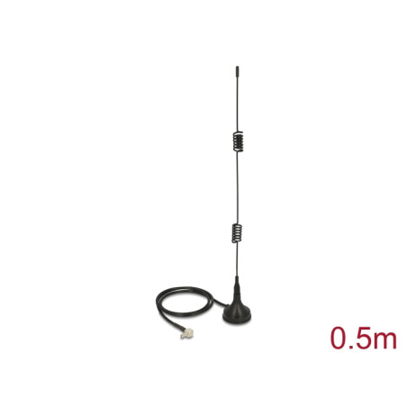 Delock LTE Antenne TS-9 Stecker 90° 2 - 3 dBi starr omnidirektional mit magnetischem Standfuß und Anschlusskabel RG-174 50 cm ou