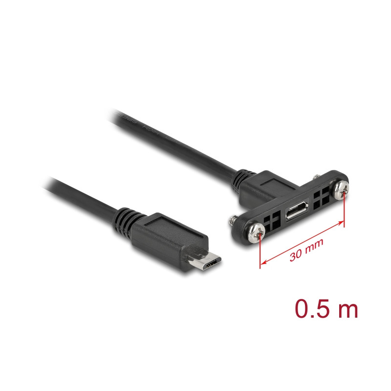 Delock Kabel USB 2.0 Micro-B Buchse zum Einbau - USB 2.0 Micro-B Stecker 0,5 m