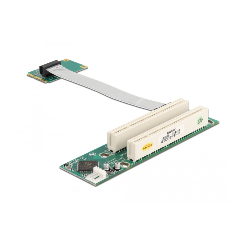 Delock Riser Karte Mini PCI Express - 2 x PCI mit flexiblem Kabel 13 cm links gerichtet
