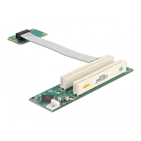 Delock Riser Karte Mini PCI Express - 2 x PCI mit flexiblem Kabel 13 cm links gerichtet