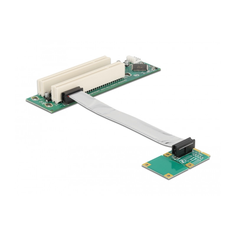 Delock Riser Karte Mini PCI Express - 2 x PCI mit flexiblem Kabel 13 cm links gerichtet