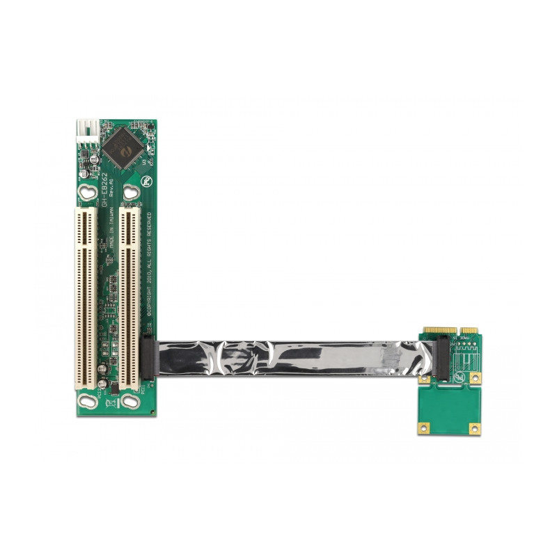 Delock Riser Karte Mini PCI Express - 2 x PCI mit flexiblem Kabel 13 cm links gerichtet