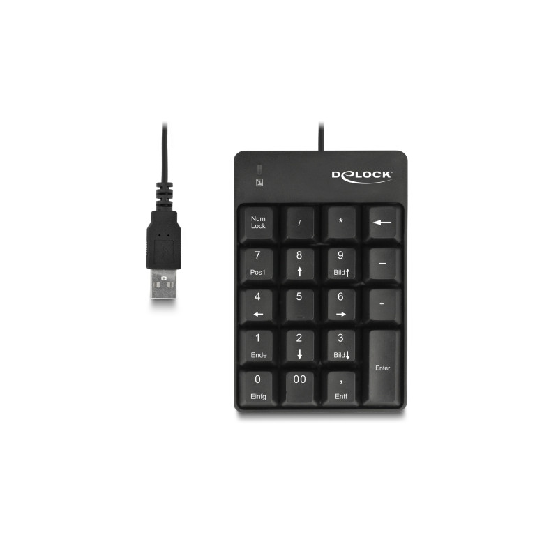 Delock USB Nummernblock 19 Tasten schwarz