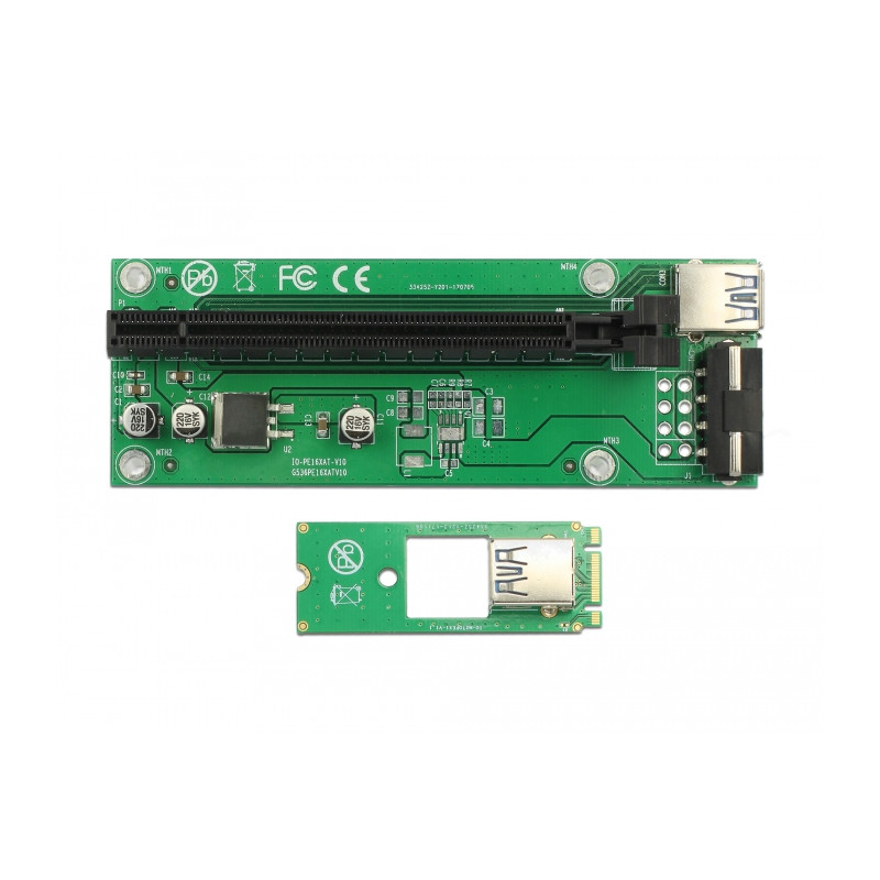 Delock Riser Karte M.2 Key B+M - PCI Express x16 mit 30 cm USB Kabel