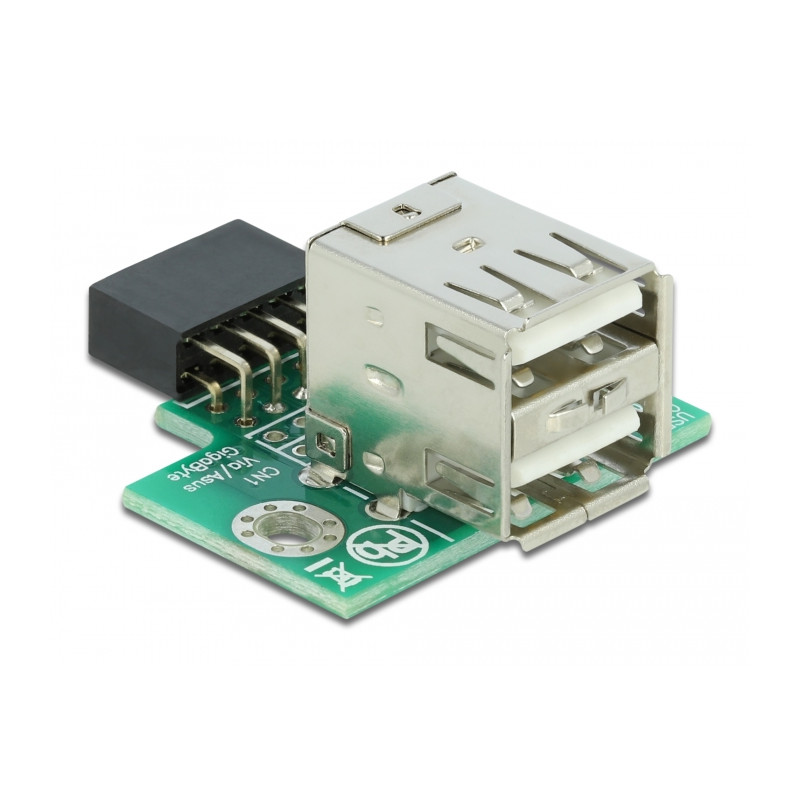 Delock USB Pfostenbuchse - 2 x USB 2.0 Typ-A Buchse - oben