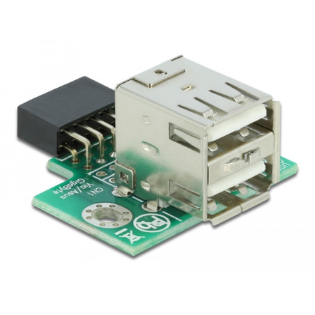 Delock USB Pfostenbuchse - 2 x USB 2.0 Typ-A Buchse - oben