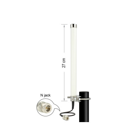 Delock LTE / GSM / UMTS Antenne N Buchse 2 - 6,5 dBi 27 cm omnidirektional starr Mastmontage weiß outdoor