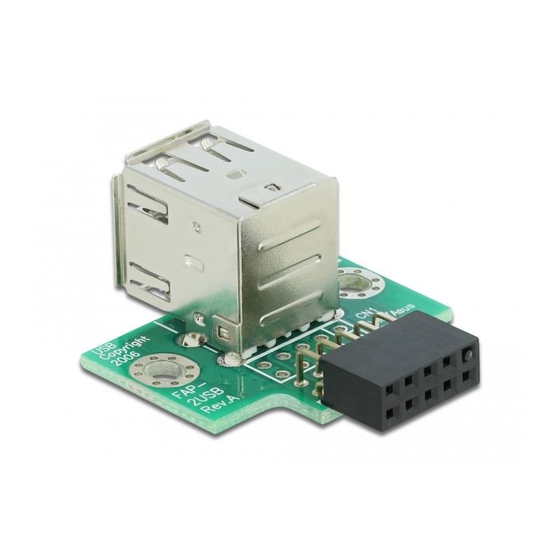 Delock USB Pfostenbuchse - 2 x USB 2.0 Typ-A Buchse - oben