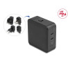 Delock USB GaN Ladegerät 2 x USB Type-C™ PD 3.0 mit 65 W inklusive Strom-Adapter für EU / US / UK