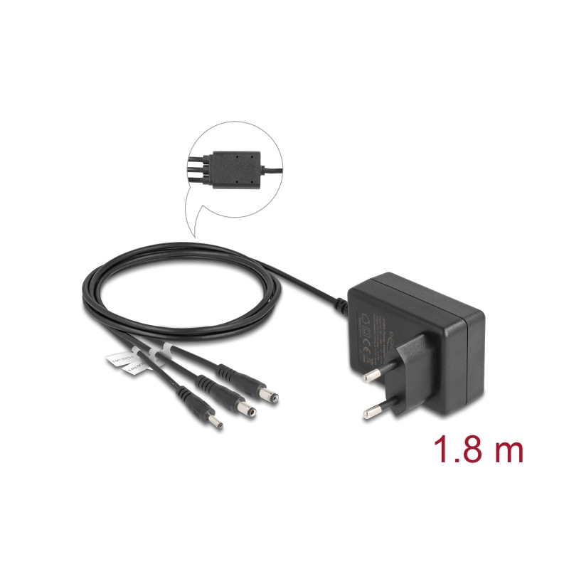 Delock Externes Netzteil 5,0 V / 2,0 A / 10,0 W DC 3,5 x 1,35 mm, DC 5,5 x 2,1 mm, DC 5,5 x 2,5 mm
