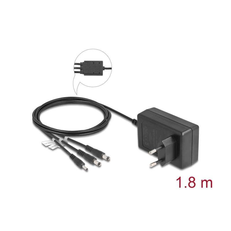 Delock Externes Netzteil 12,0 V / 3,0 A / 36,0 W DC 3,5 x 1,35 mm, DC 5,5 x 2,1 mm, DC 5,5 x 2,5 mm
