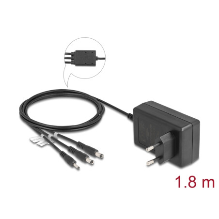 Delock Externes Netzteil 12,0 V / 3,0 A / 36,0 W DC 3,5 x 1,35 mm, DC 5,5 x 2,1 mm, DC 5,5 x 2,5 mm