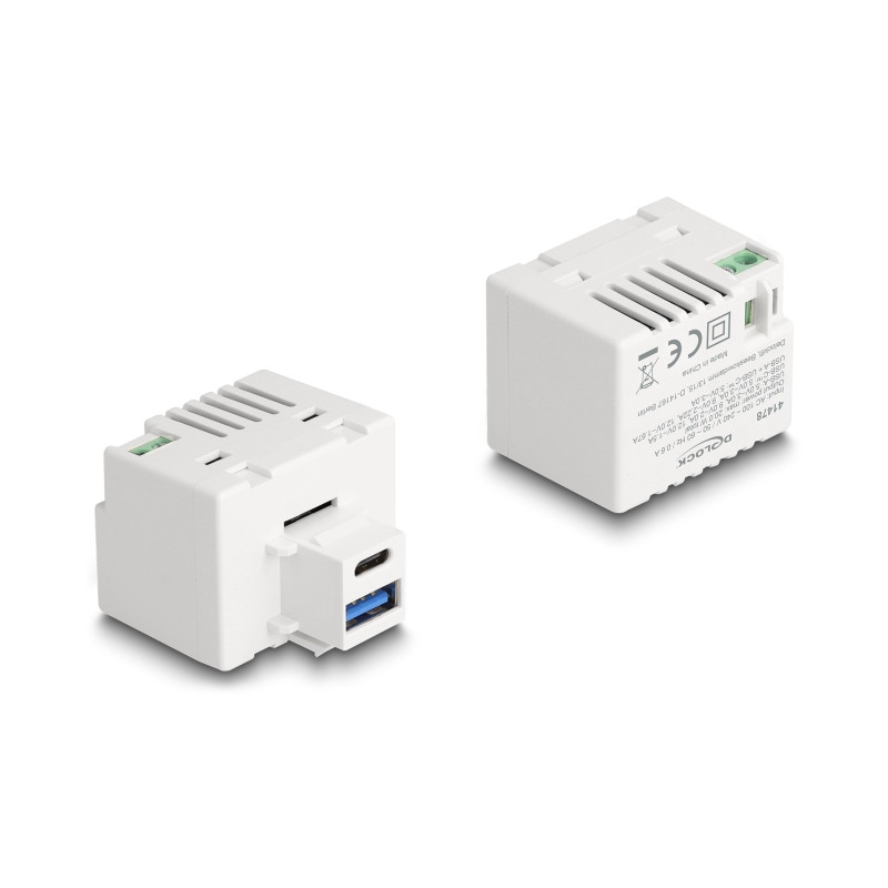 Delock Keystone Modul mit USB Typ-A und USB Type-C™ Ladebuchse PD 20 W weiß