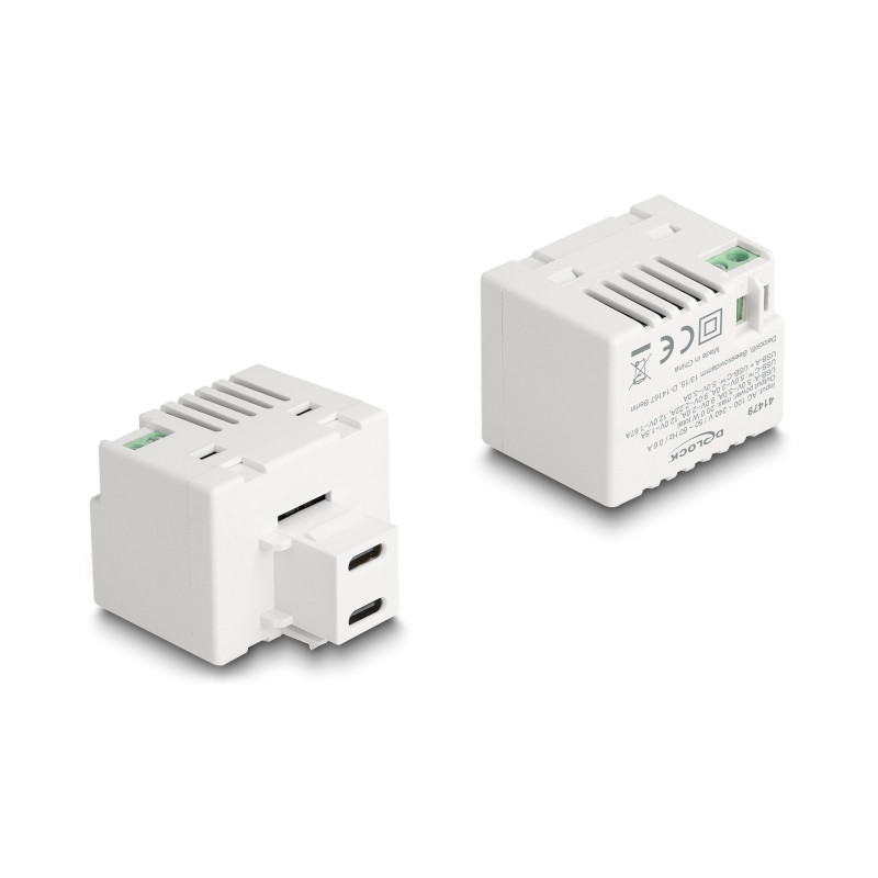 Delock Keystone Modul mit 2 x USB Type-C™ Ladebuchsen PD 20 W weiß