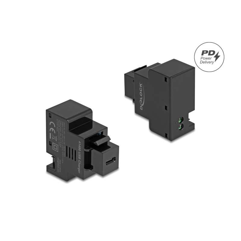 Delock Keystone Modul mit USB Type-C™ Ladebuchse PD 20 W schwarz