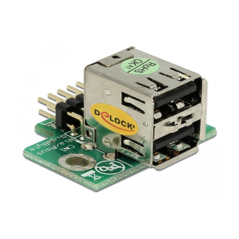 Delock USB Pinheader Stecker zu 2 x USB 2.0 Buchse - oben