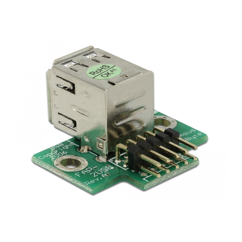 Delock USB Pinheader Stecker zu 2 x USB 2.0 Buchse - oben