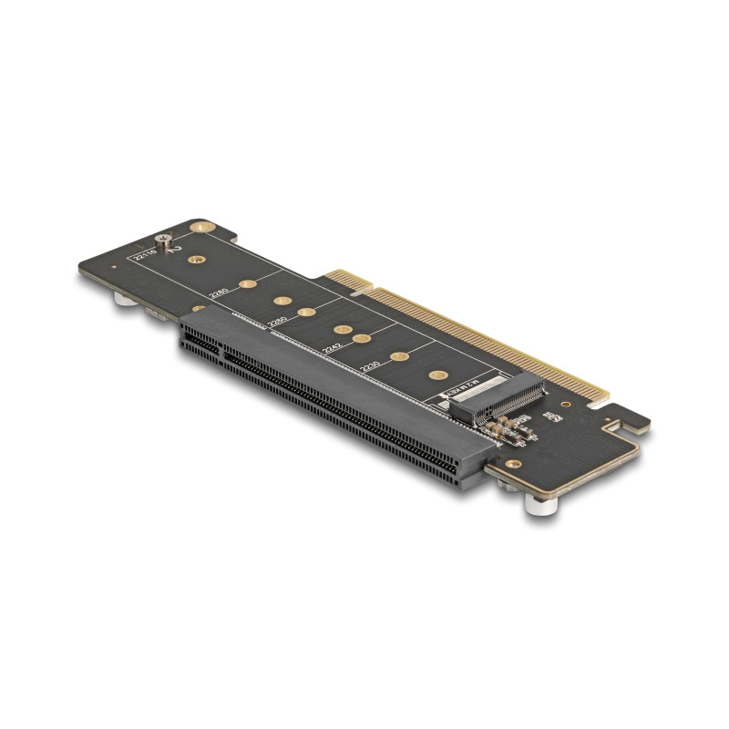 Delock PCI Express 4.0 x16 Riser Karte mit 2 x M.2 Key M NVMe Slot – Bifurcation