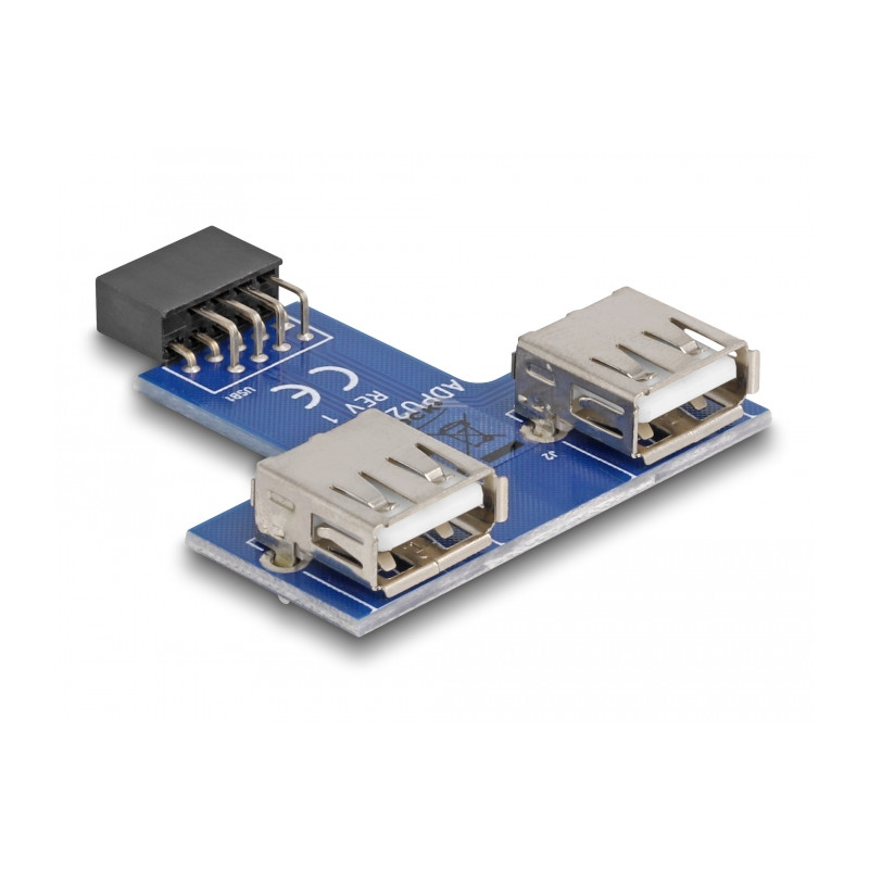 Delock USB Pin Header Buchse - 2 x USB 2.0 Buchse - oben