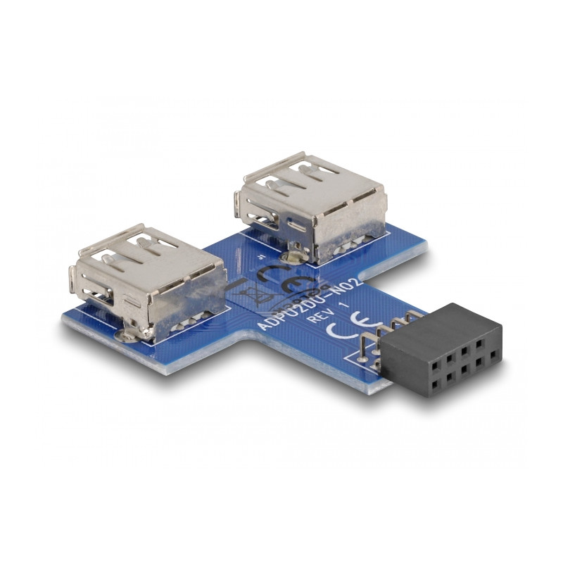 Delock USB Pin Header Buchse - 2 x USB 2.0 Buchse - oben